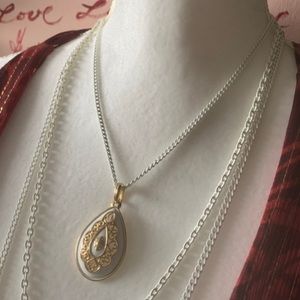 Vintage white & gold multi strand necklace